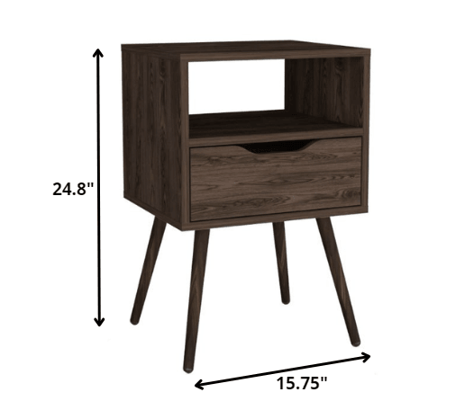 Modern Dark Walnut Bedroom Nightstand - AFS