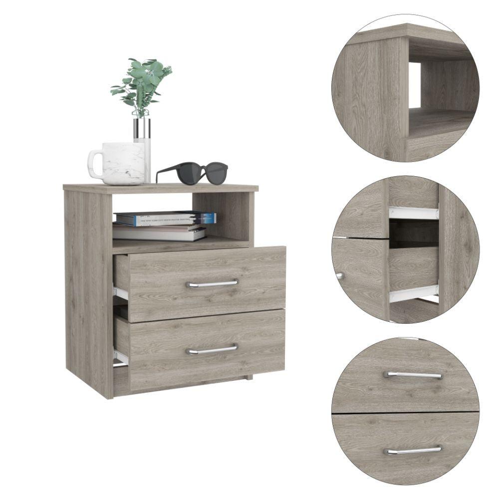 Modern and Stylish Light Grey Particle Bedroom Nightstand - AFS