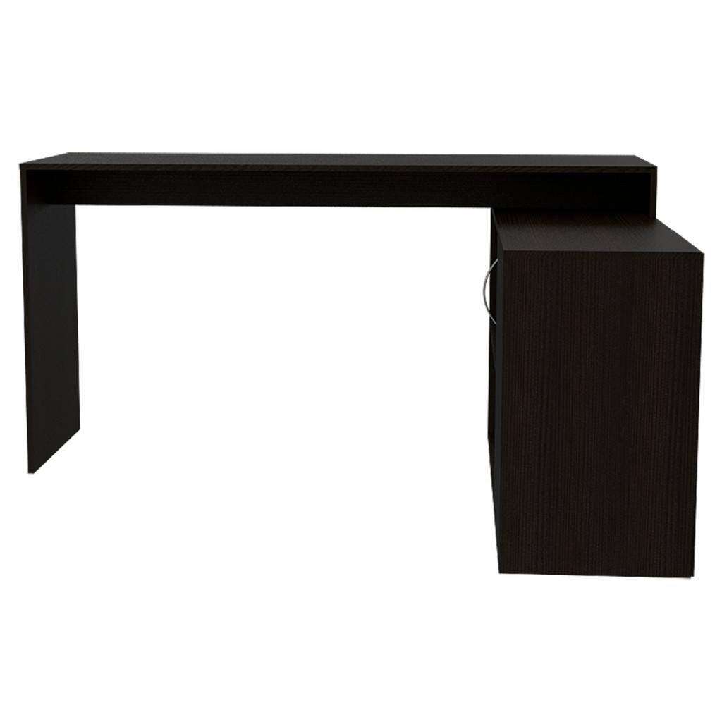 Sleek Black Wengue L Shape Office Desk - AFS