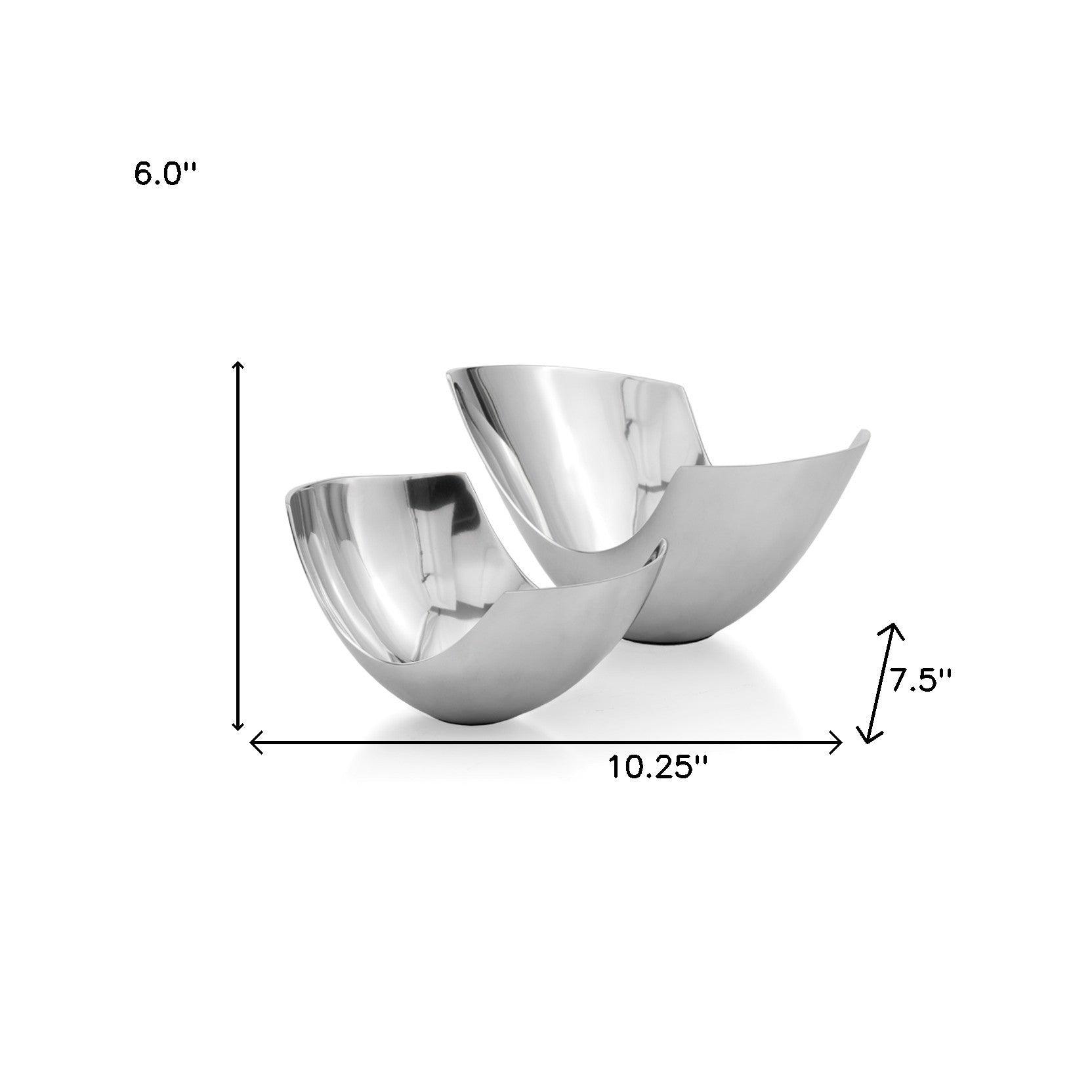 Set of Two Mod Aluminum Scoop Centerpiece Bowls - AFS