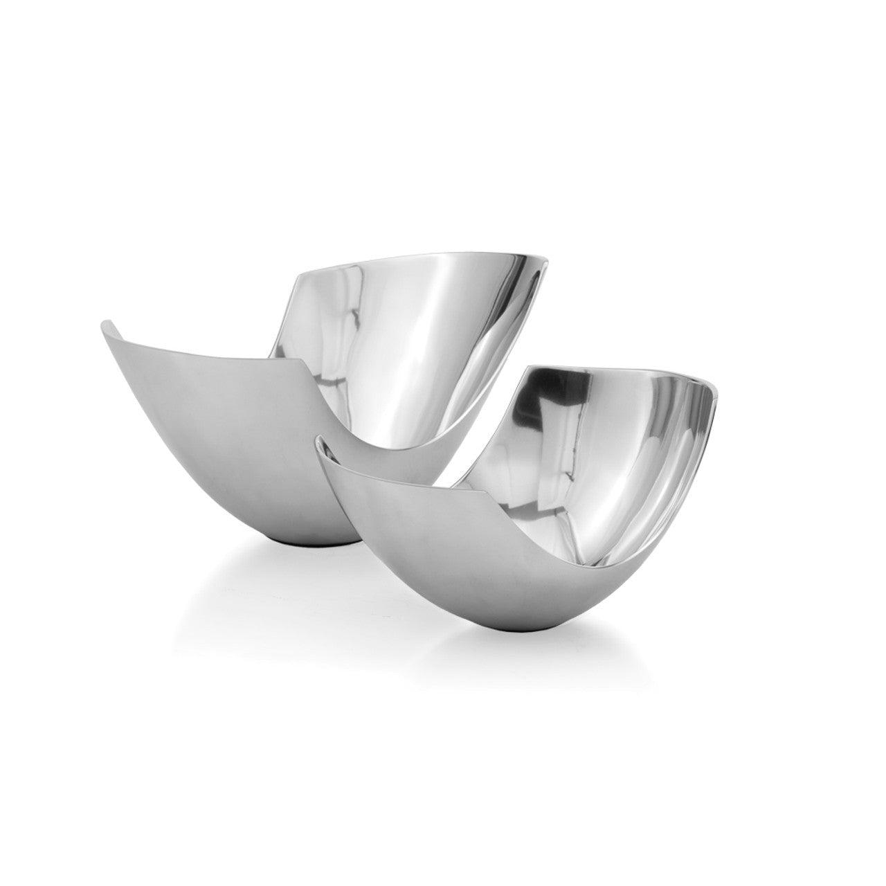 Set of Two Mod Aluminum Scoop Centerpiece Bowls - AFS