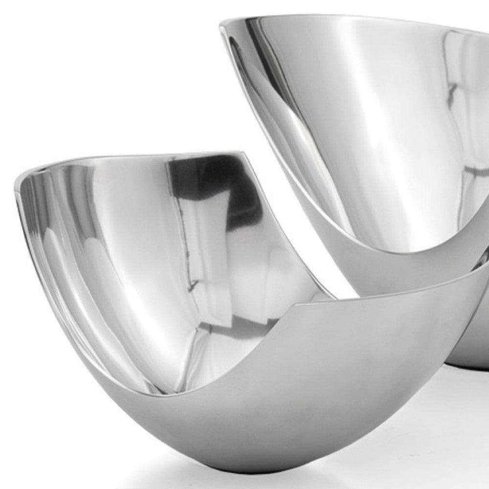 Set of Two Mod Aluminum Scoop Centerpiece Bowls - AFS