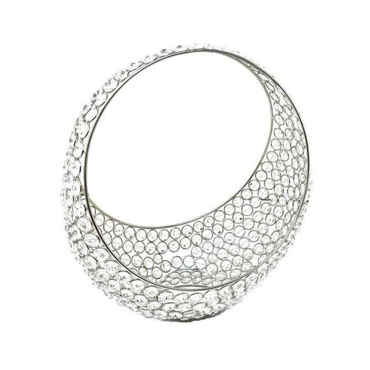 13" Silver and Faux Crystal Bling Ring Basket - AFS