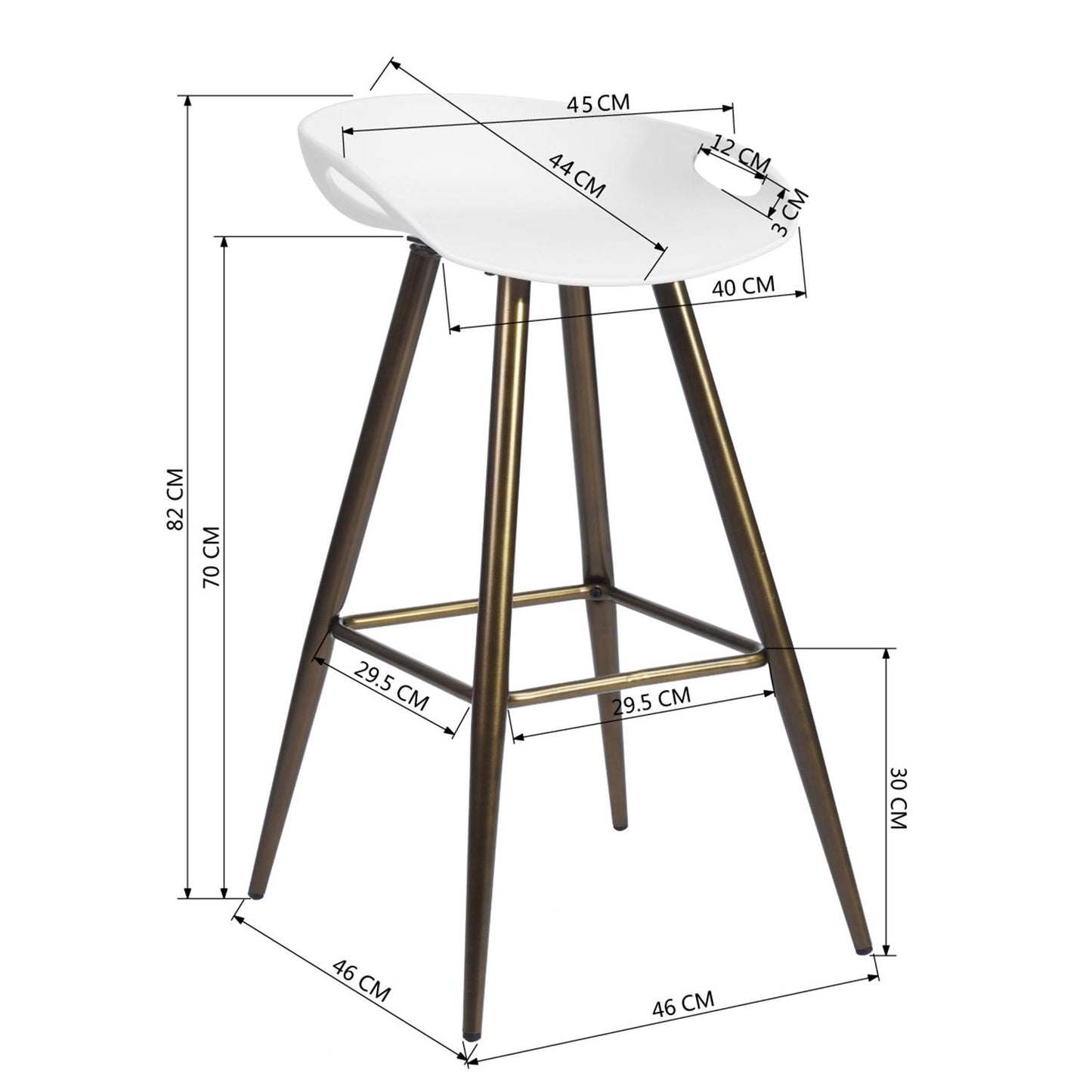 Dining Chair Barstool White 2 Piece