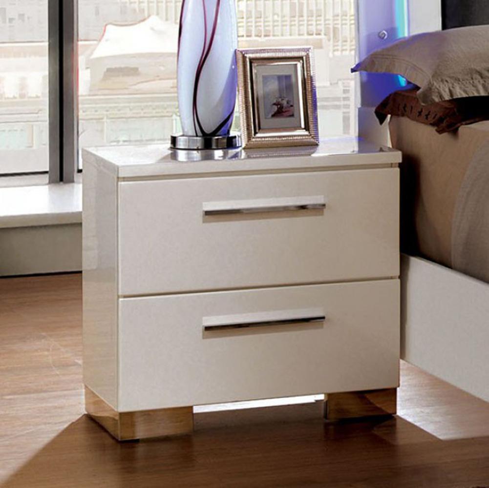 Clementine Contemporary Nightstand, White