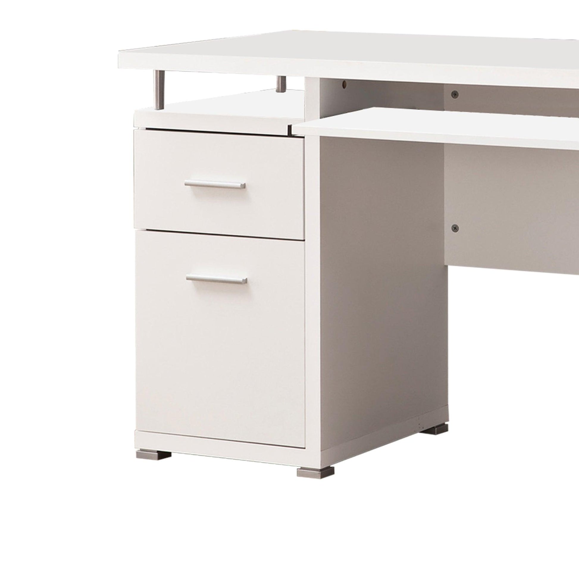 Elegant white Computer desk with efficient Storage - AFS