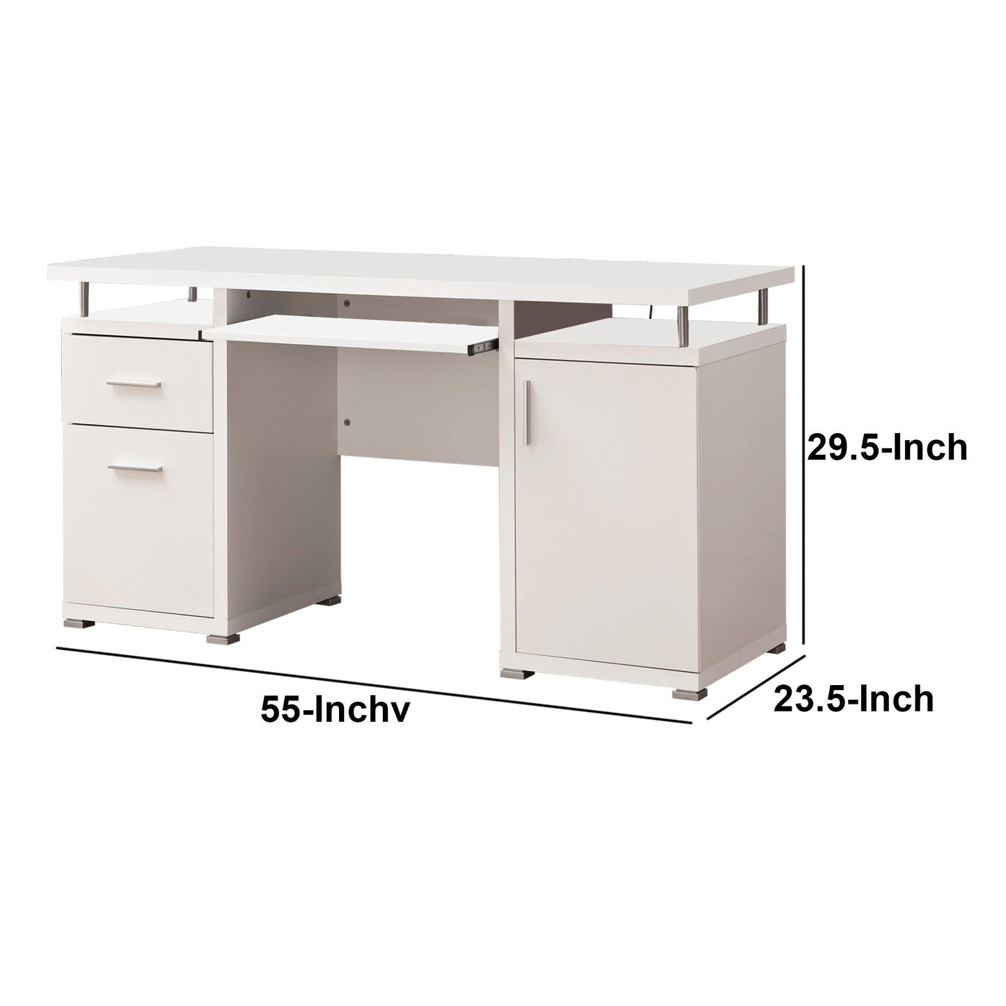 Elegant white Computer desk with efficient Storage - AFS