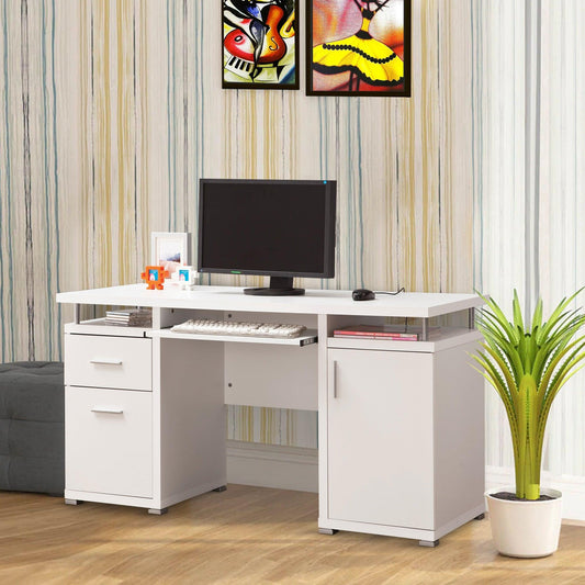Elegant white Computer desk with efficient Storage - AFS