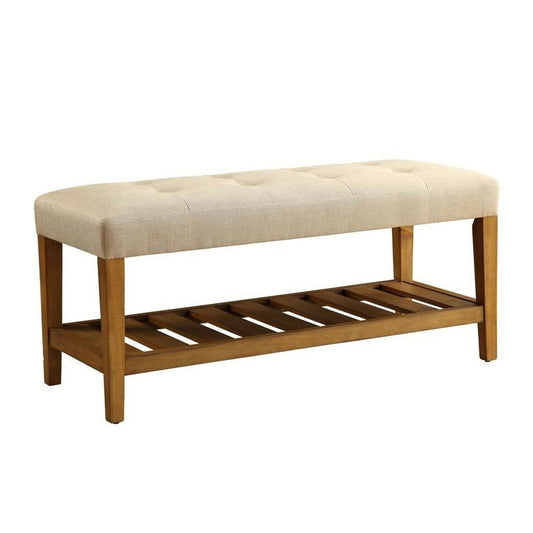 Wooden Bench, Beige & Oak