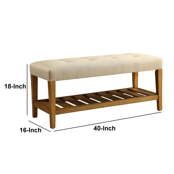 Wooden Bench, Beige & Oak