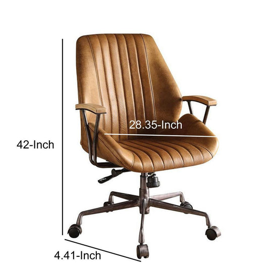 Metal & Leather Executive Office Chair, Coffee Brown - AFS