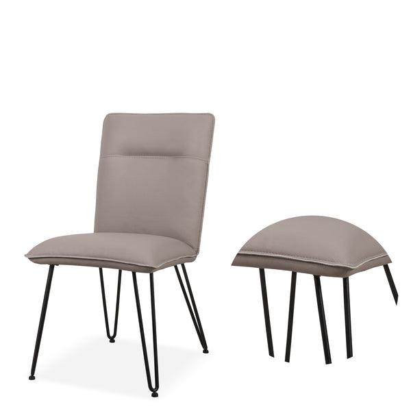 Faux Leather Upholstered Metal Chair With Hairpin Style Legs, Set Of 2, Black And Gray - AFS