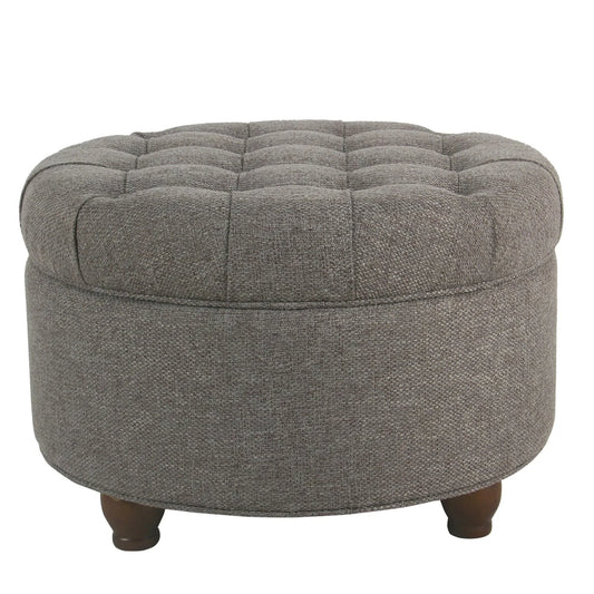 Fabric Upholstered Wooden Ottoman with Tufted Lift Off Lid Storage, Dark Gray - AFS