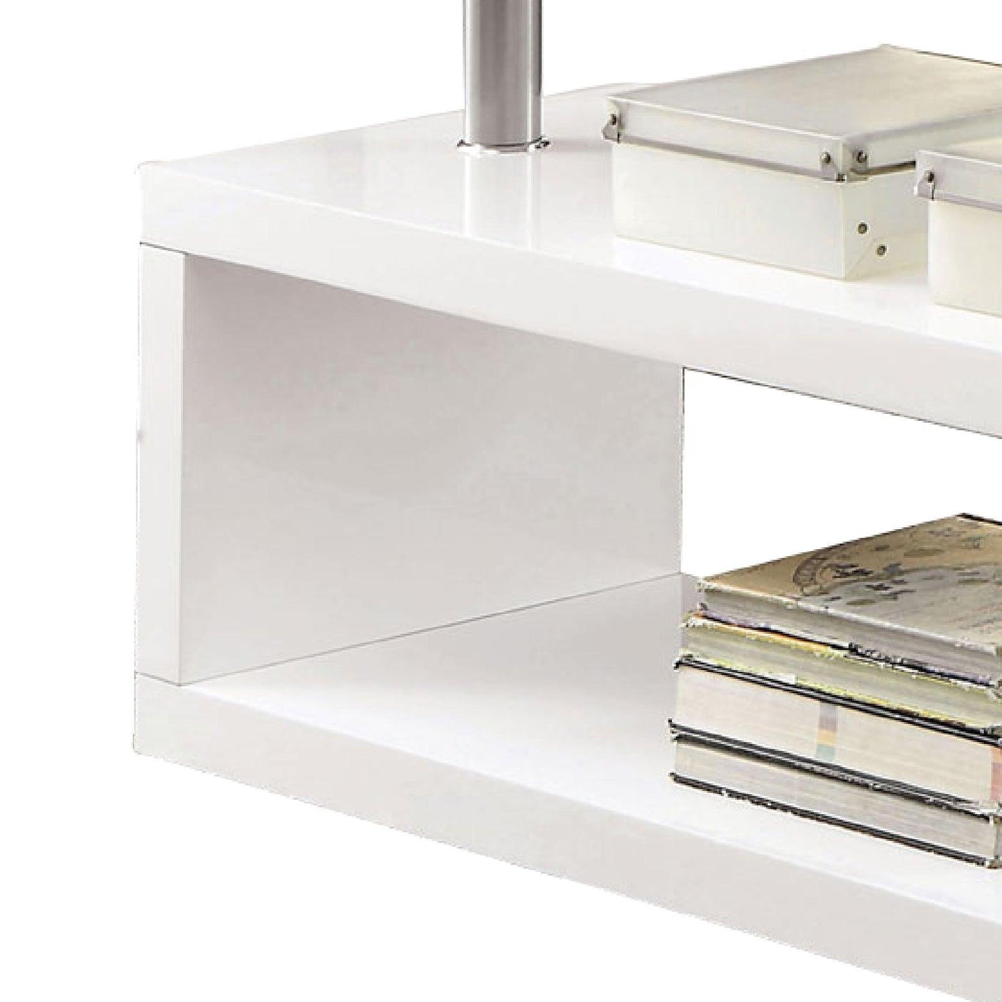 Movable Glass Top Desk with X Shaped Side Panel in White and Clear - BM206214 - AFS