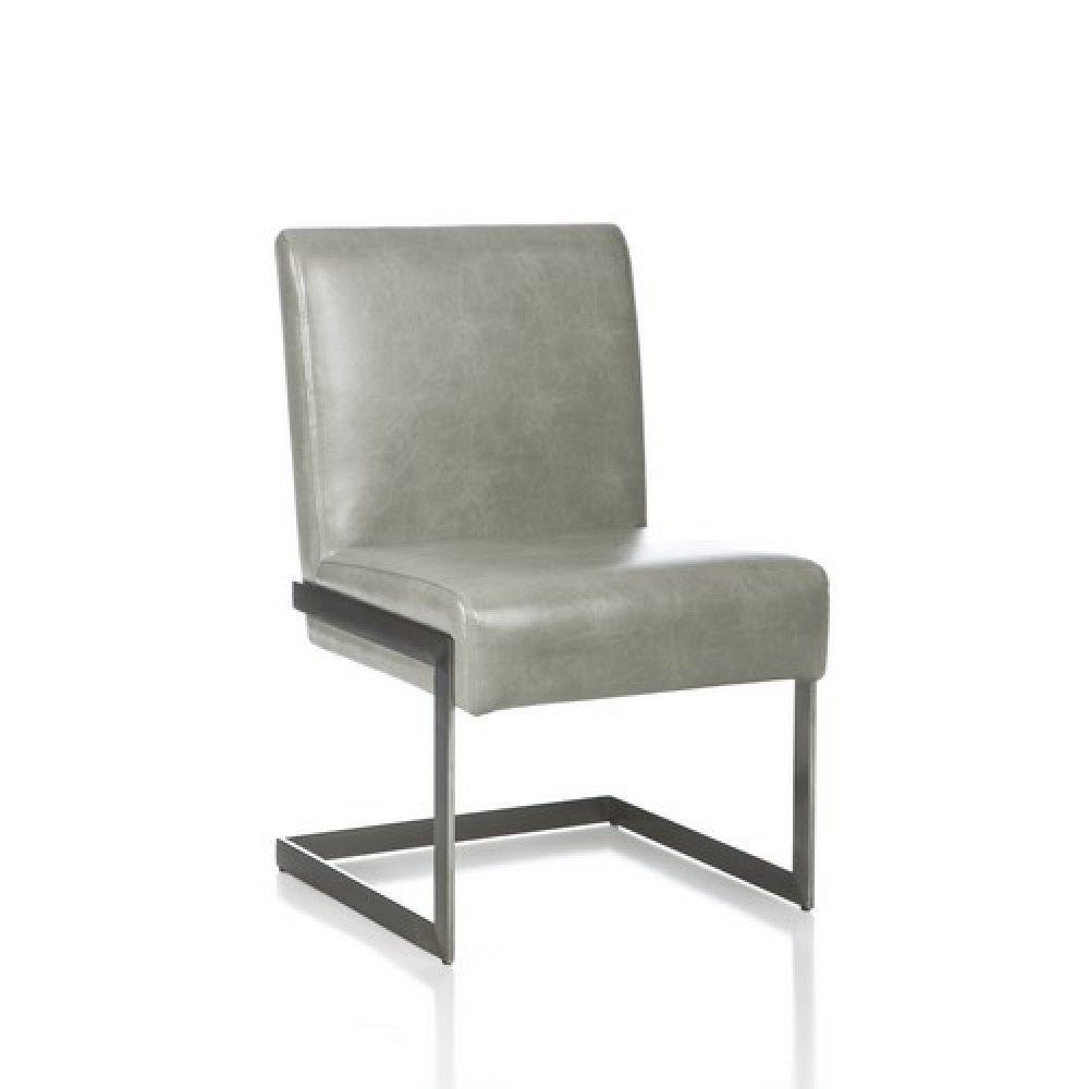 Leatherette Upholstered With Dining Chair With Cantilever Base, Gray