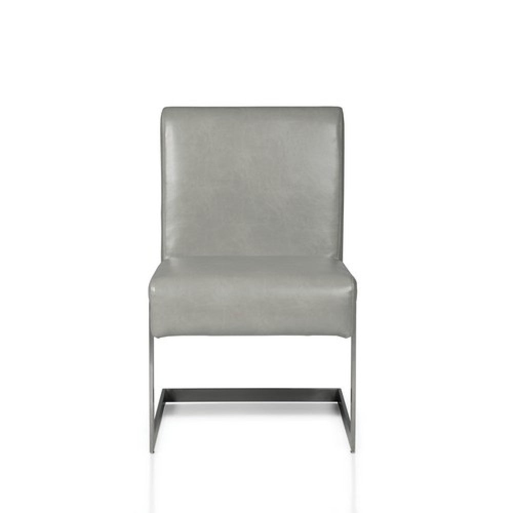 Leatherette Upholstered With Dining Chair With Cantilever Base, Gray