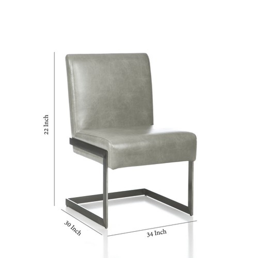 Leatherette Upholstered With Dining Chair With Cantilever Base, Gray