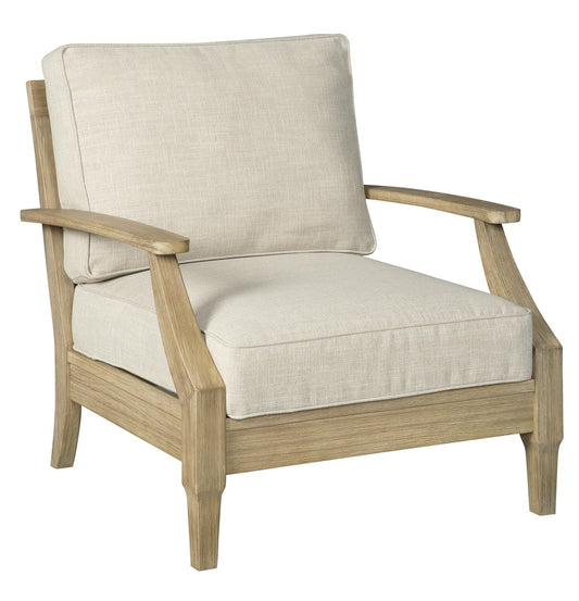 Traditional Wooden Chair With Fabric Cushioned Seating In Beige And Brown