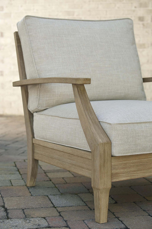 Traditional Wooden Chair With Fabric Cushioned Seating In Beige And Brown