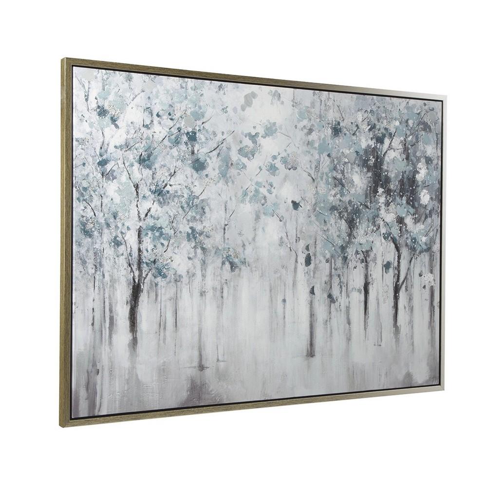 Gallery Wrapped Wall Art With Hand Painted Landscape Design, Blue