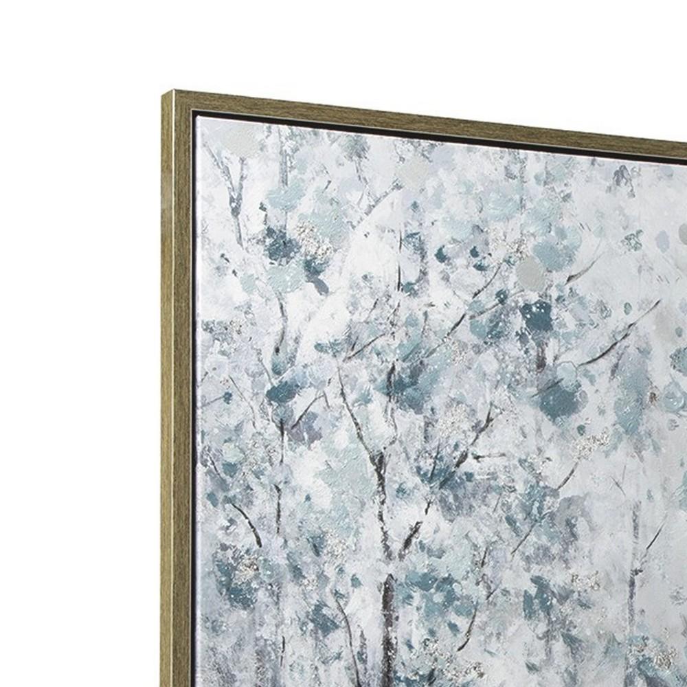 Gallery Wrapped Wall Art With Hand Painted Landscape Design, Blue