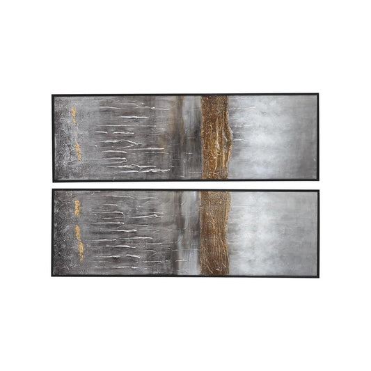 Fabric Wall Art with Handpainted Abstract Design, Set of 2, Gray - BM231923 - AFS