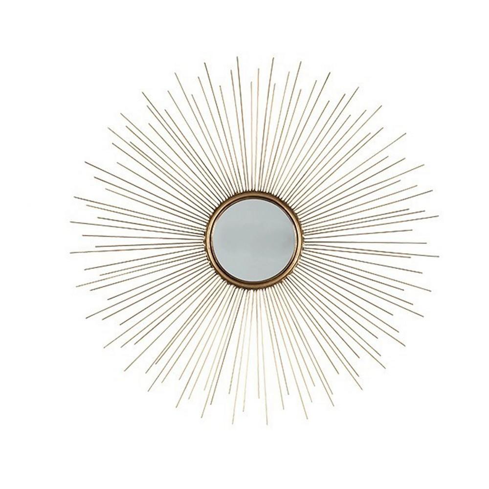 Round Shaped Accent Mirror With Metal Spokes, Set Of 2, Gold