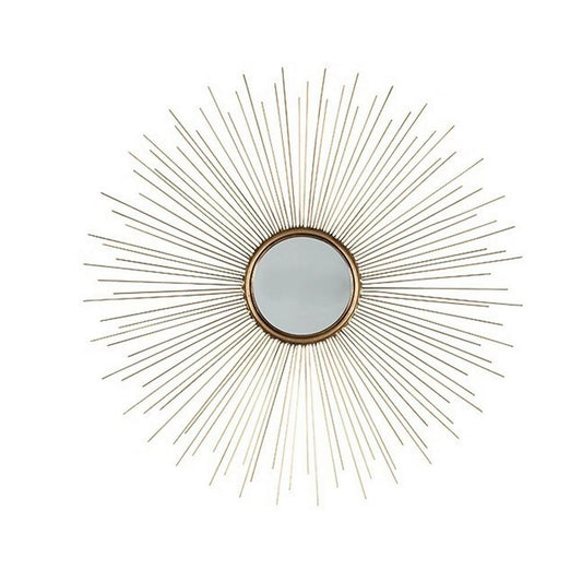 Round Shaped Accent Mirror With Metal Spokes, Set Of 2, Gold