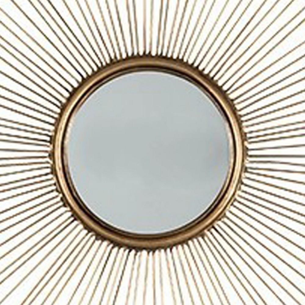 Round Shaped Accent Mirror With Metal Spokes, Set Of 2, Gold