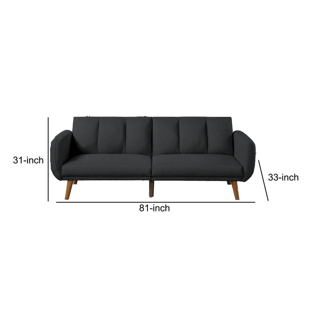 Adjustable Upholstered Sofa with Track Armrests and Angled Legs, Gray - AFS