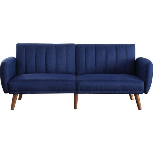 Fabric Upholstered Adjustable Sofa, Blue and Brown - AFS