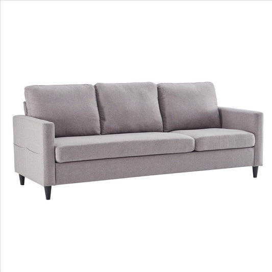 Reversible Sectional Sofa with Fabric Upholstery and Side Pockets, Gray - AFS