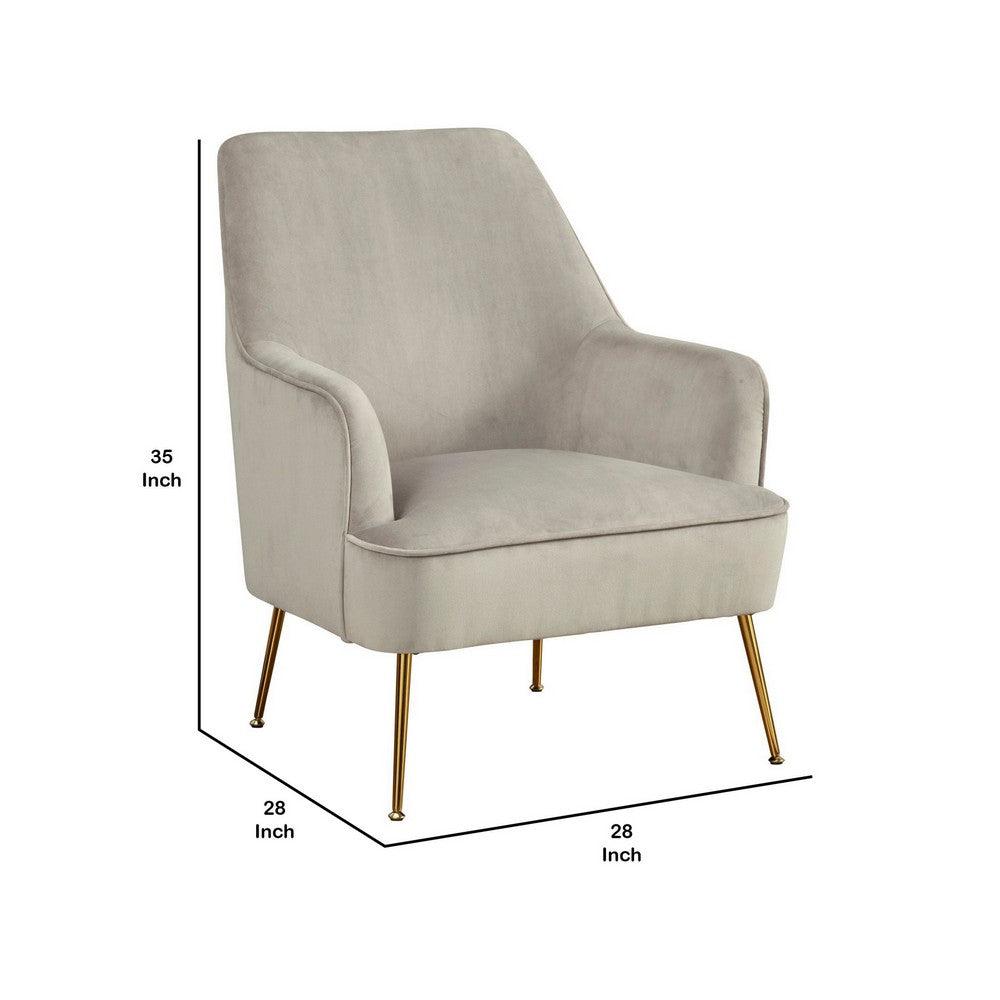 Accent Chair with T Cushioned Seat and Metal Legs, Gray - BM261857 - AFS