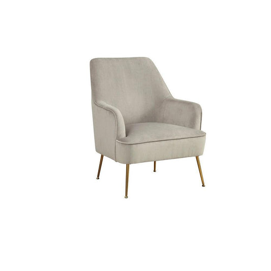 Accent Chair with T Cushioned Seat and Metal Legs, Gray - BM261857 - AFS