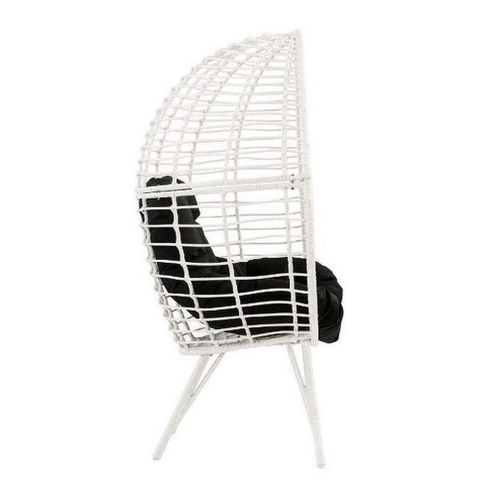 Wicker Patio Lounge Chair with Angled Metal Legs, White - BM269036 - AFS