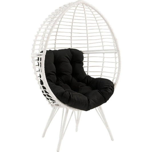 Wicker Patio Lounge Chair with Angled Metal Legs, White - BM269036 - AFS