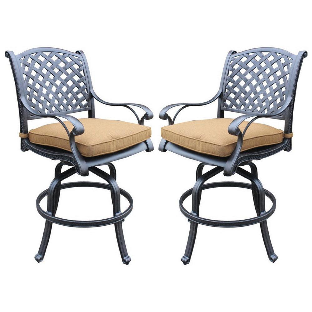 49 Inch Swivel Outdoor Patio Bar Stool, Set of 2, Brown - BM272425 - AFS