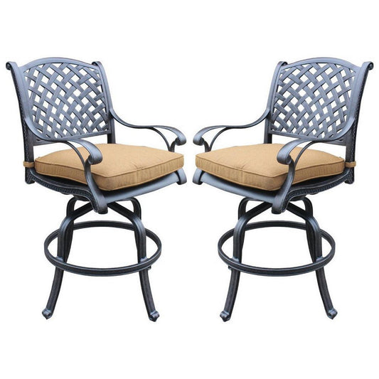 49 Inch Swivel Outdoor Patio Bar Stool, Set of 2, Brown - BM272425 - AFS