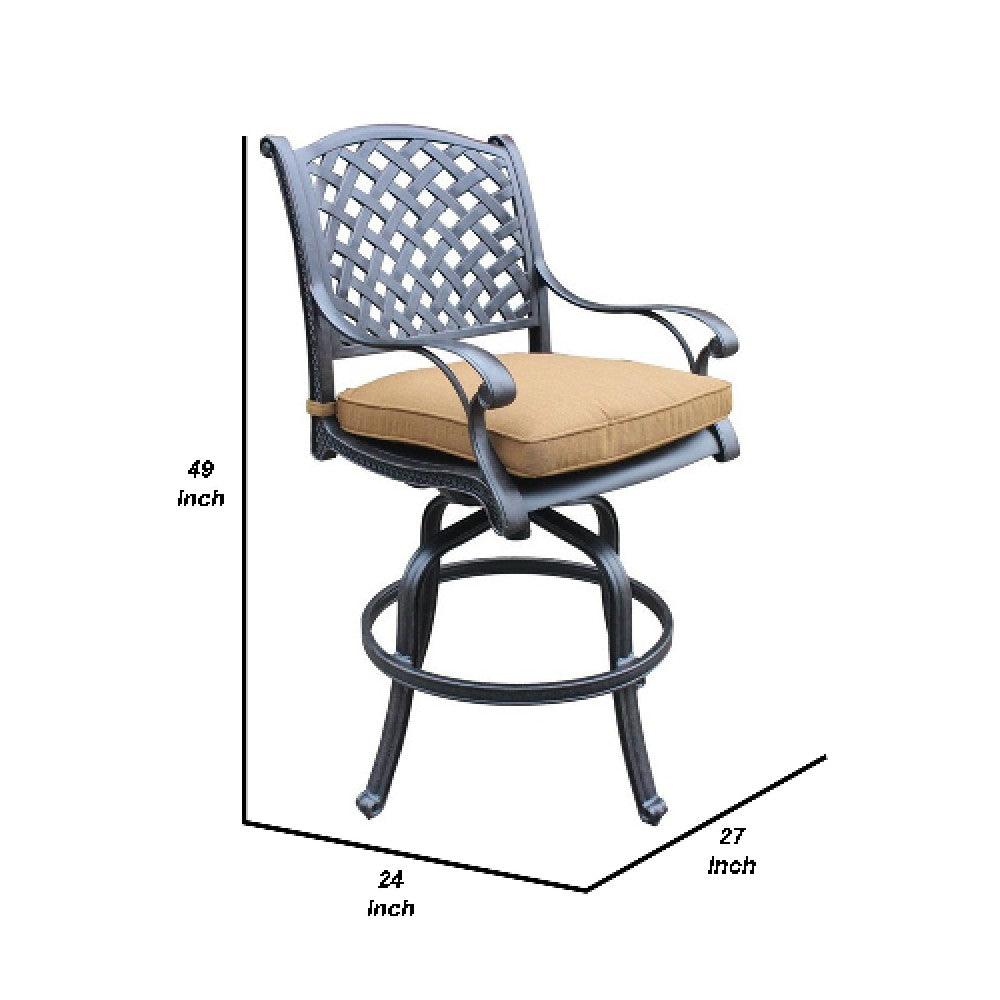 49 Inch Swivel Outdoor Patio Bar Stool, Set of 2, Brown - BM272425 - AFS