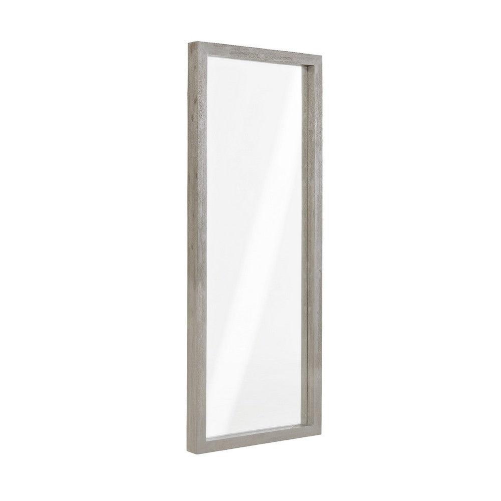 72 Inch Kim Modern Solid Acacia Wood Body Floor Mirror, Heather Gray - BM273423 - AFS