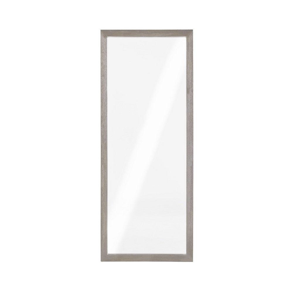 72 Inch Kim Modern Solid Acacia Wood Body Floor Mirror, Heather Gray - BM273423 - AFS