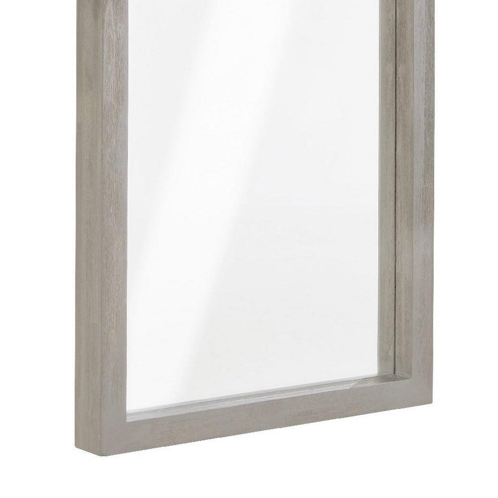 72 Inch Kim Modern Solid Acacia Wood Body Floor Mirror, Heather Gray - BM273423 - AFS