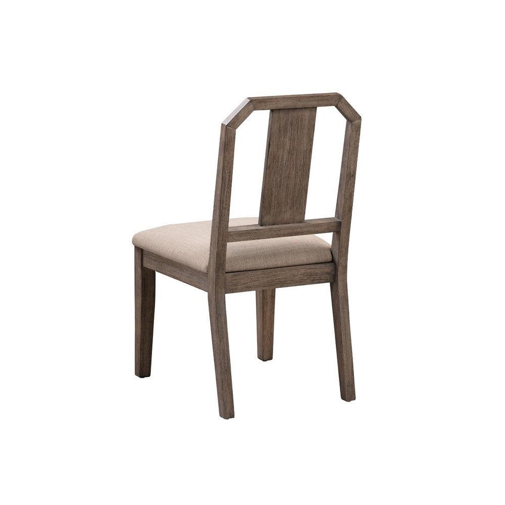 Yu 36 Inch Acacia Wood Dining Chair, Slat Back, Set of 2, Weathered Brown - AFS