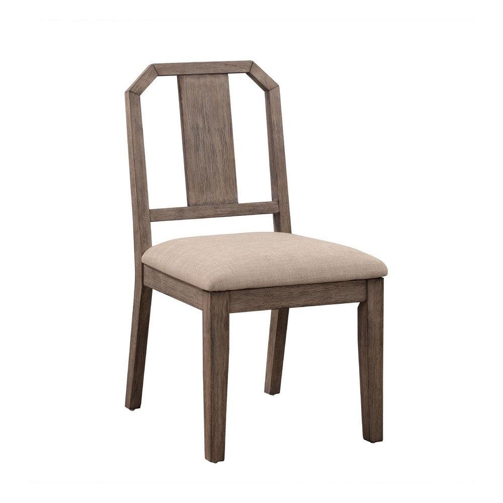 Yu 36 Inch Acacia Wood Dining Chair, Slat Back, Set of 2, Weathered Brown - AFS