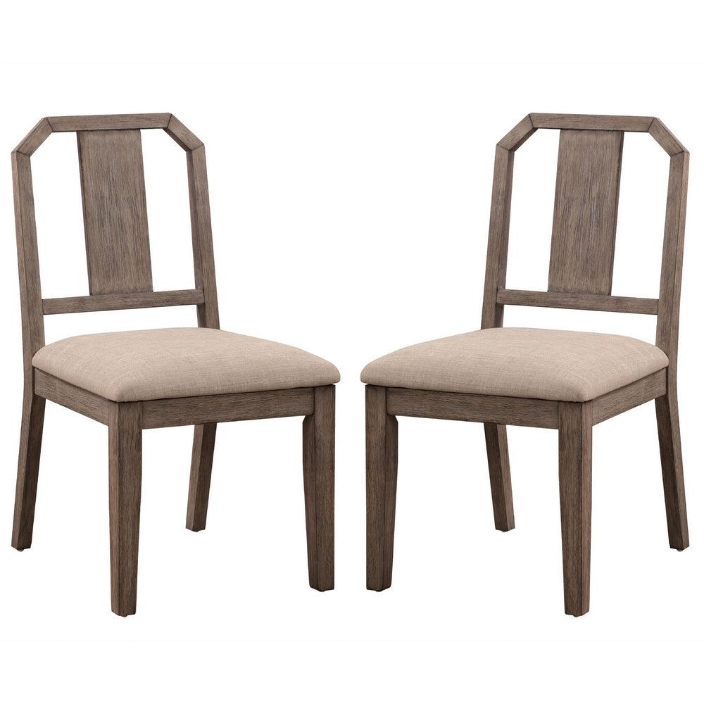 Yu 36 Inch Acacia Wood Dining Chair, Slat Back, Set of 2, Weathered Brown - AFS