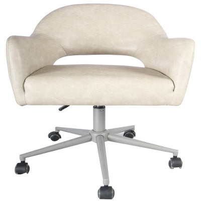 Adjustable Velvet Upholstered Swivel Office Chair With Slopped Armrests, Pink And Silver