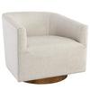 30 Inch Swivel Accent Chair, Soft Polyester, Curved Back, Beige, Brown - AFS