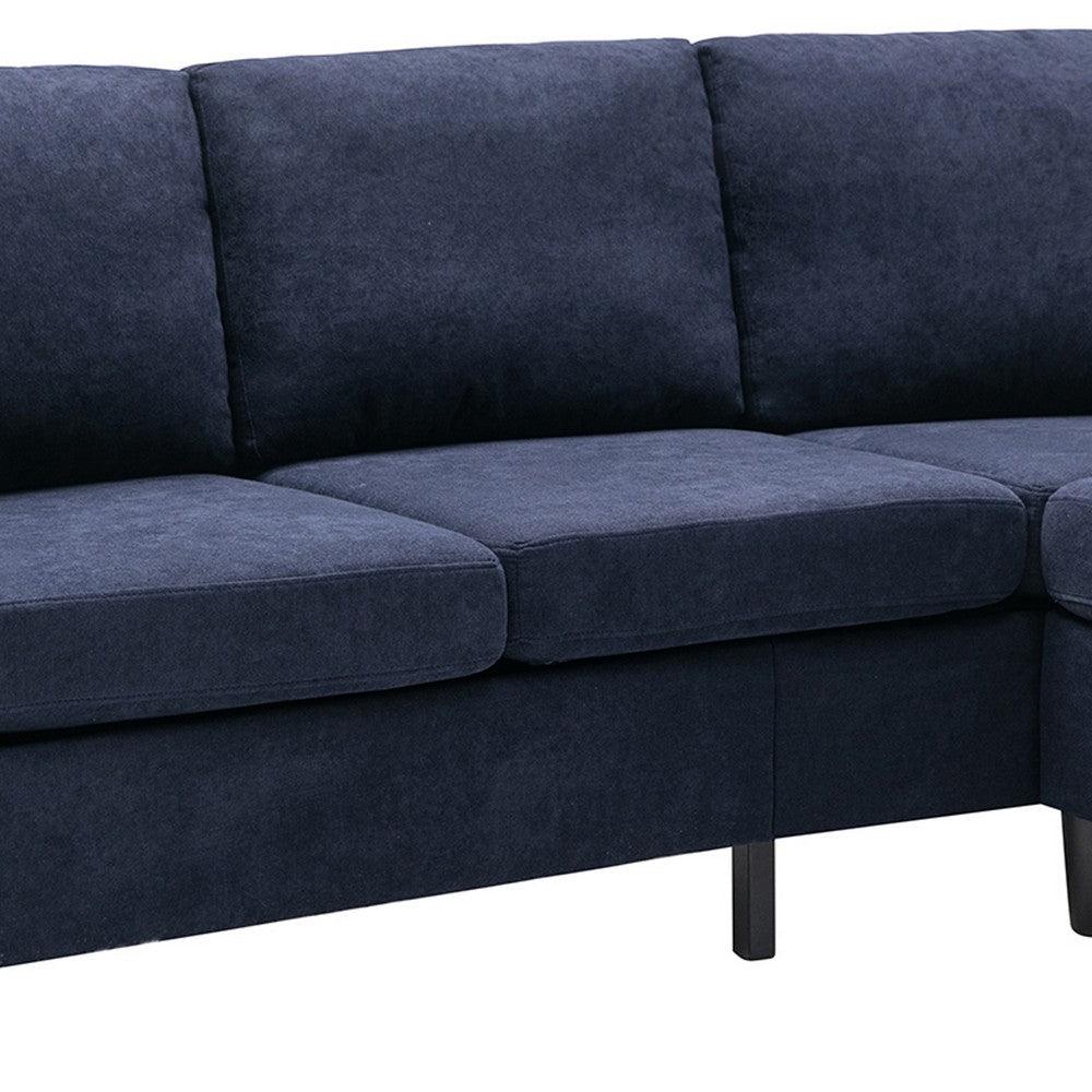 Regina 78 Inch Sectional Sofa, Side Pocket, L Shape, Movable Ottoman, Blue - AFS