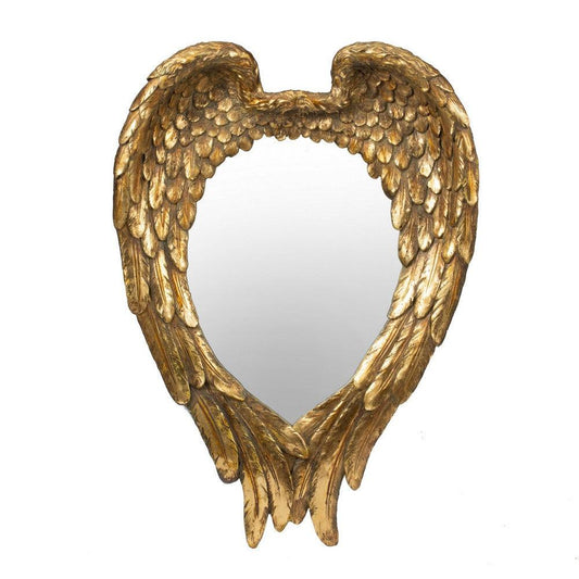 Antique Gold Heart-Shaped Wings Vintage Wall Mirror