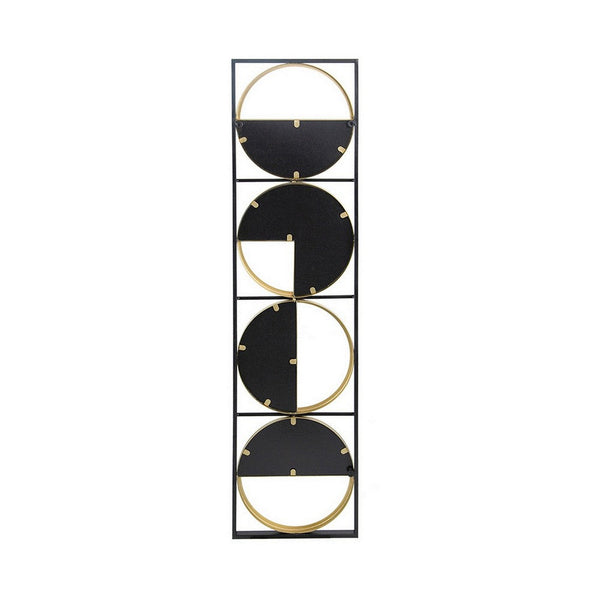 Modern Wall Decor With 4 Varied Round Mirrors, Black Metal Frame